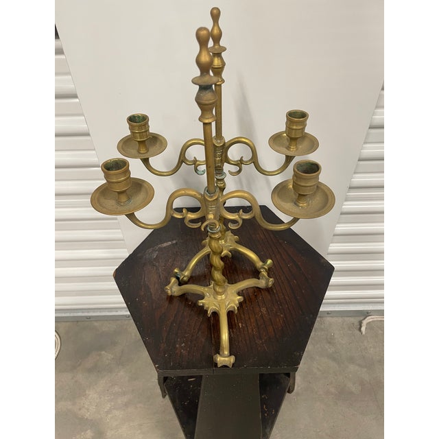 Pair of Brass Jacobean Style Barley Twist 2-Light Adjustable Candelabra For Sale In New York - Image 6 of 7