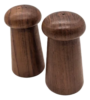 Mid 20th Century Teak Wood Salt and Pepper Shakers, a Pair