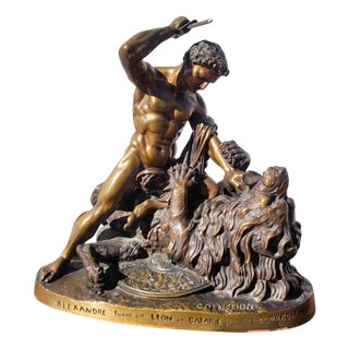 Coinchon, Alexander and the Lion of Bazaar, 1800s, Bronze For Sale