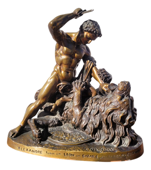 Coinchon, Alexander and the Lion of Bazaar, 1800s, Bronze