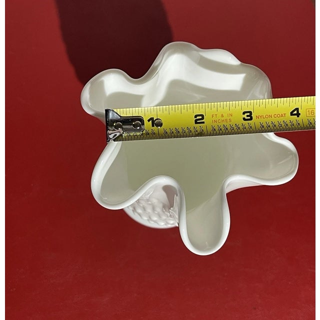 Mid-Century Modern Vintage Fenton Milk Glass Vase Hobnail Handkerchief Swung Vase For Sale - Image 3 of 8