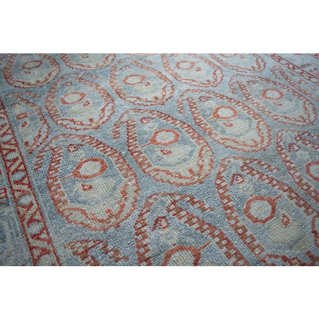 Vintage Paisley Allover Soft Blue Long Wool Hand-Knotted Runner - 3’3” X 16’2” For Sale - Image 4 of 9