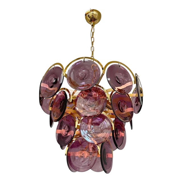 21st Century Italian Tiered Murano Disco Chandelier by Fabio LTD For Sale