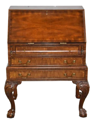 Maitland Smith Crotch Mahogany Ball & Claw Foot Slant Front Secretary