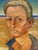 Portrait of a blond man at the beach by gay photographer George Daniell (1911-2002). Oil on 16 x 12 inch canvas board....