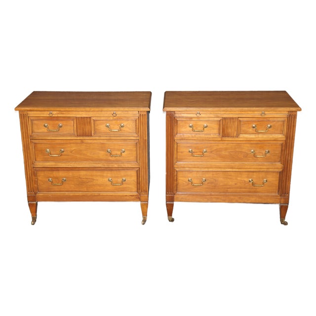 Pair of Kindel Louis XVI Directoire Style Brass Mount Commodes For Sale