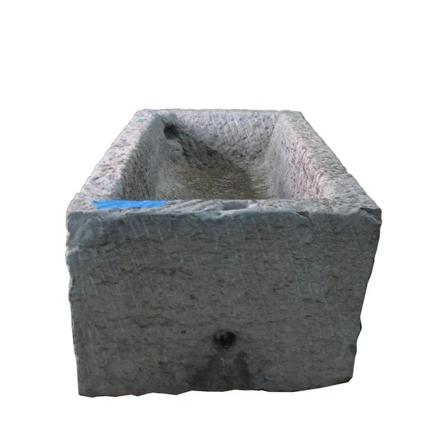 59" Inch Long Hand Chiseled Stone Trough 13 For Sale - Image 4 of 9