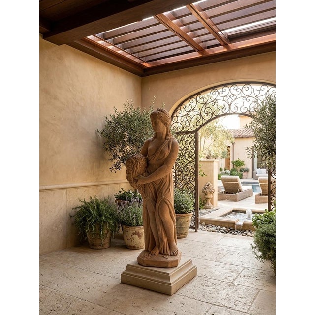 Vintage Neoclassical Terracotta Garden Statue of Flora For Sale In West Palm - Image 6 of 12