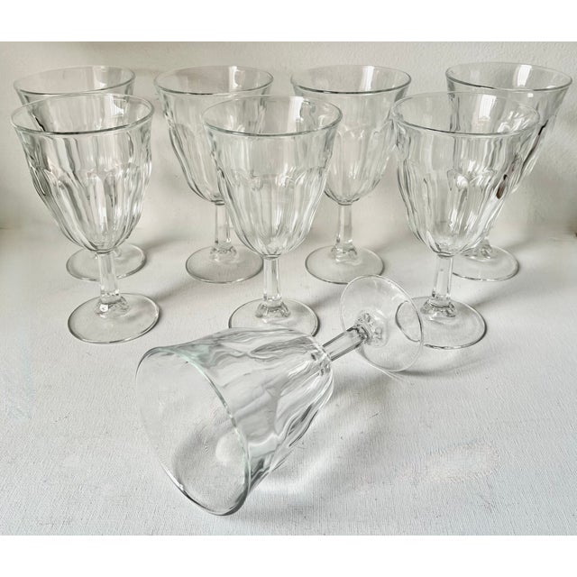 Vintage French Crystal 'Picardie' Wine Goblets-Set 8-Duralex For Sale - Image 9 of 9