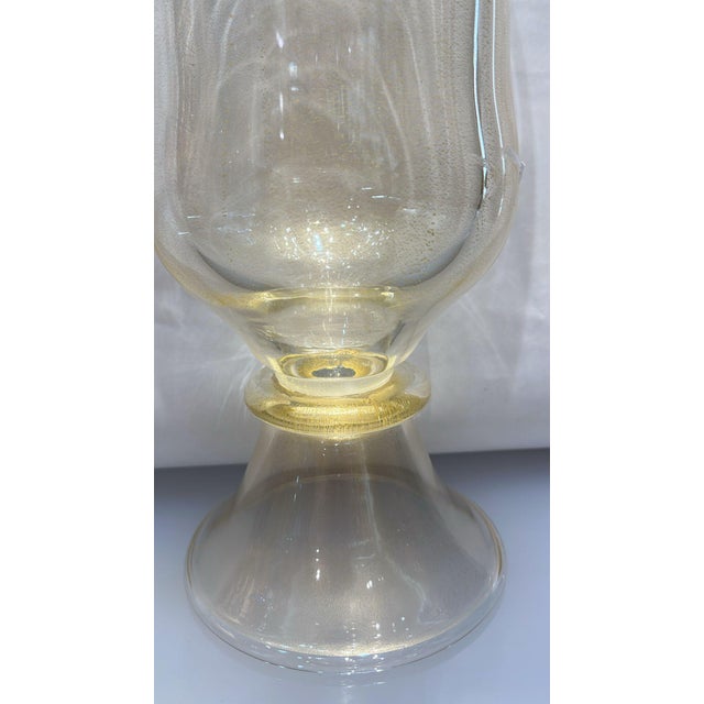 Contemporary Transparent Vase with Submerged Gold Leaf by Artigianato Muranese For Sale - Image 3 of 6