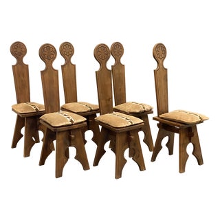 Walnut Dining Chairs, 1960s, Set of 6 For Sale