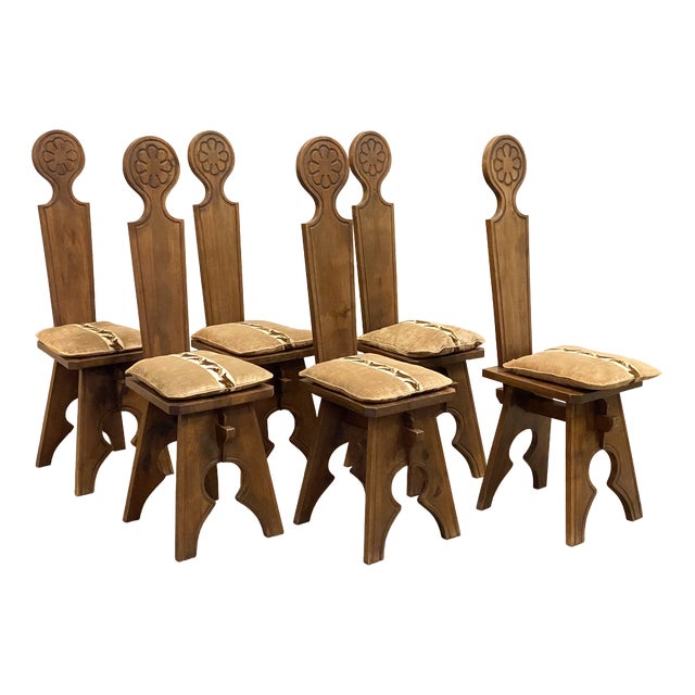 Walnut Dining Chairs, 1960s, Set of 6 For Sale