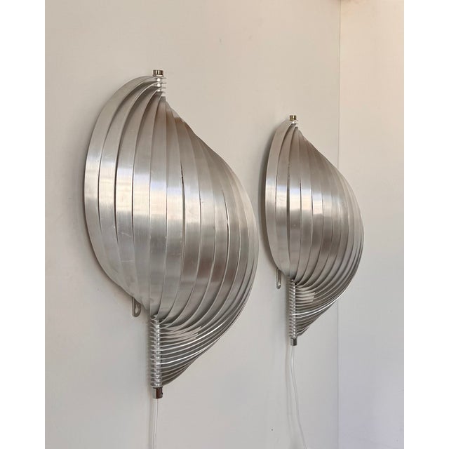 Vintage Metal Wall Lights by Henri Mathieu, France, 1970, Set of 2 For Sale - Image 9 of 9