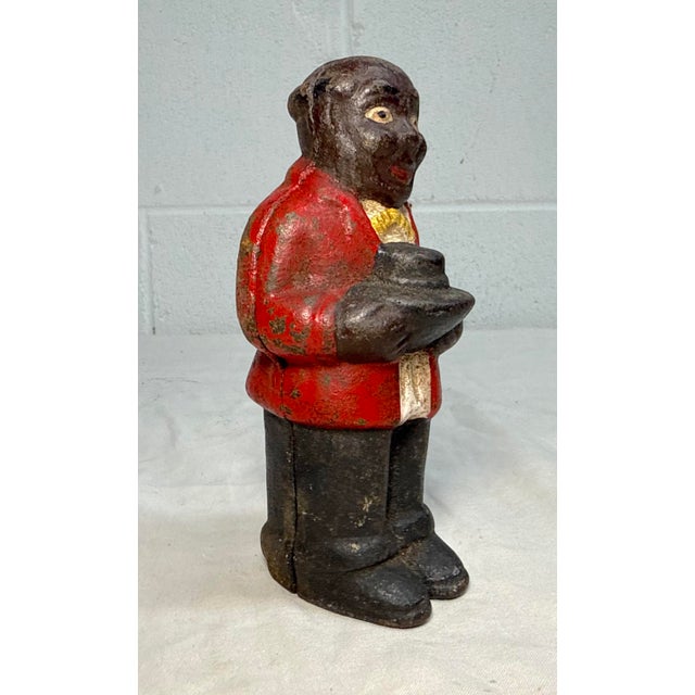 Figurative Antique Original Early 1900's Uncle Moses Cast Iron Coin Still Bank Americana For Sale - Image 3 of 12