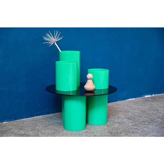 Pedestal Table in Green Acrylic Glass, 1980s For Sale - Image 6 of 11