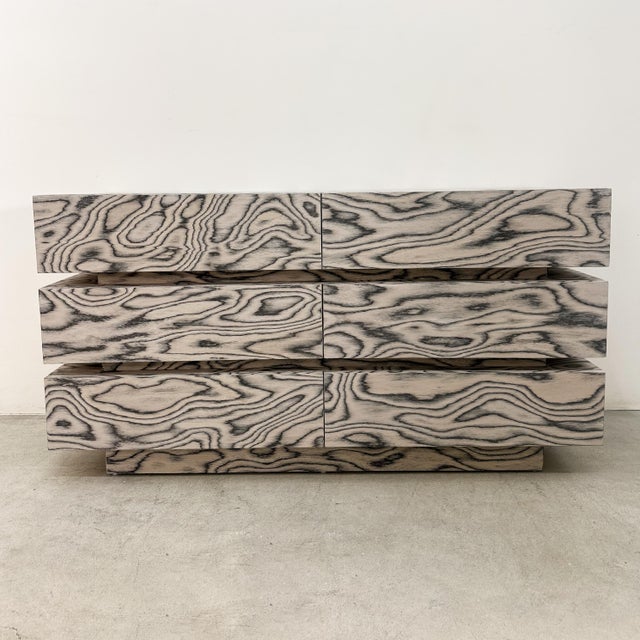 Postmodern Vintage 80s Postmodern Dresser Ettore Sottsass Veneer | Memphis Style Retro Furniture For Sale - Image 3 of 12