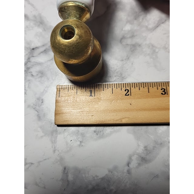 Metal Vintage Porcelain Brass Bathroom Handle For Sale - Image 7 of 9