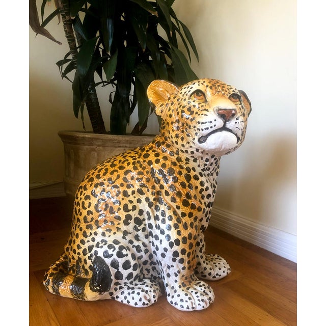 1960s Mid Century Vintage Italian Ceramic Leopard Statue Chairish