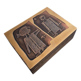 Etched Brass Decorative Box by Jean-Pierre Chevalier, 1970 For Sale