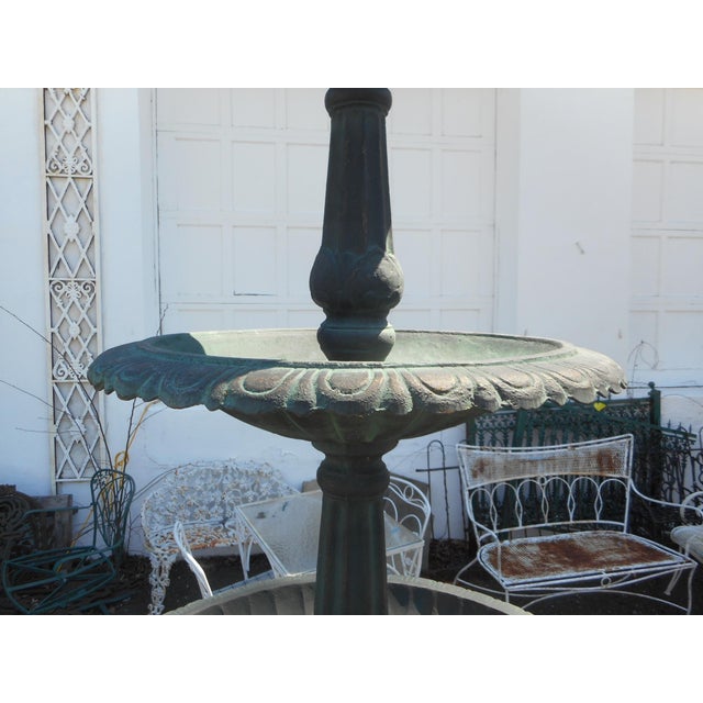 Large Cast Iron ThreeTier Fountain With an Egret Base Chairish