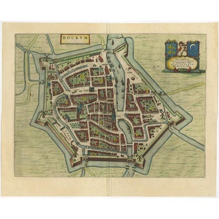 Antique Map of the City of Dokkum, Friesland by Blaeu, 1650 For Sale