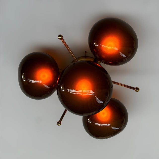 Brown Orchidea Polished Brass Frosted Smoky Pebble Flush Mount by Fabio LTD For Sale - Image 8 of 9