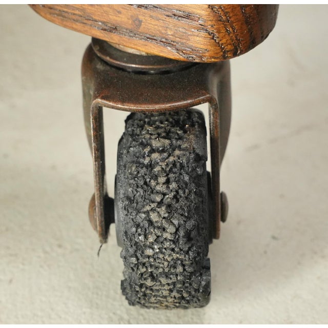 Brown Antique Quarter Sawn Oak Swivel Desk Chair For Sale - Image 8 of 11