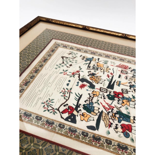 Antique Chinoiserie Silk Embroidered Panel, 100 Children Circa 1900 For Sale - Image 12 of 13