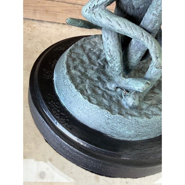 Pair of Vintage Maitland-Smith Style Bronze Monkey Palm Tree Candlesticks For Sale In Naples, FL - Image 6 of 12