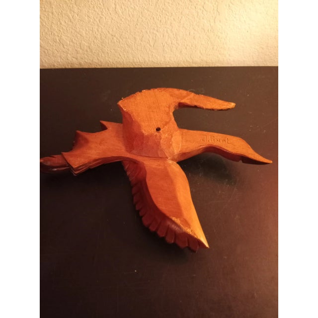 Contemporary 1980s Hand Carved Wooden Duck or Seagull Sculpture Wall Decor For Sale - Image 3 of 6