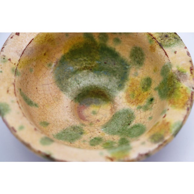 19th Century Small Portuguese Rustic Glazed Spongeware Wine Cup Bowl For Sale - Image 9 of 12