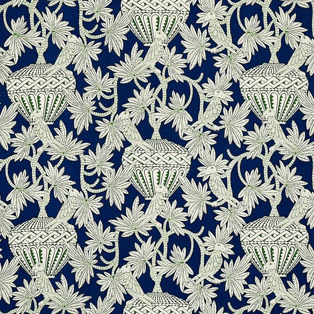 Sample - Schumacher Santarem Fabric in Navy For Sale