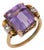 Mid 20th Century Retro 6.30 Carat Amethyst Diamond 18k Rose Gold and Silver Ring, Size 7.5 For Sale