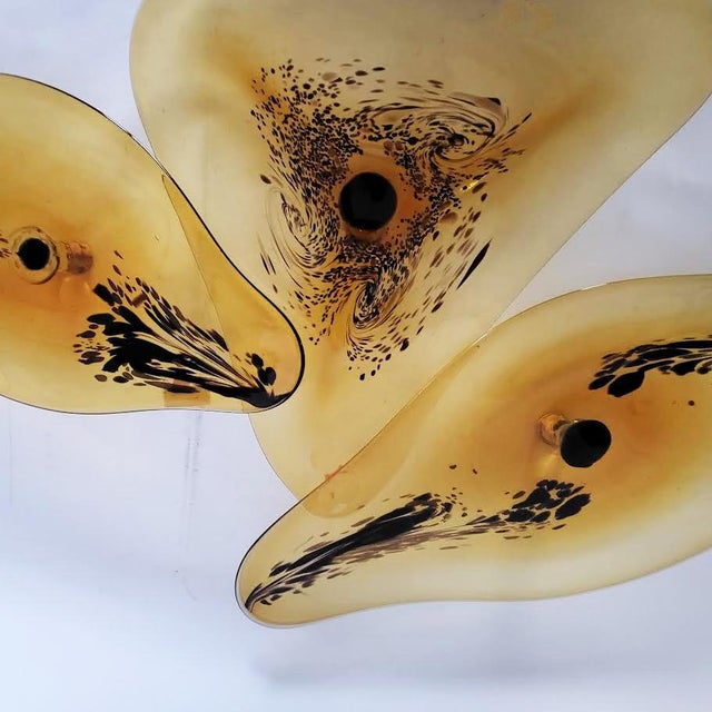 Mid-Century Murano Style Asymmetrical Amber & Tortoiseshell Blown Glass Wall Art Installation Plates - Set of 3 For Sale In Las Vegas - Image 6 of 10