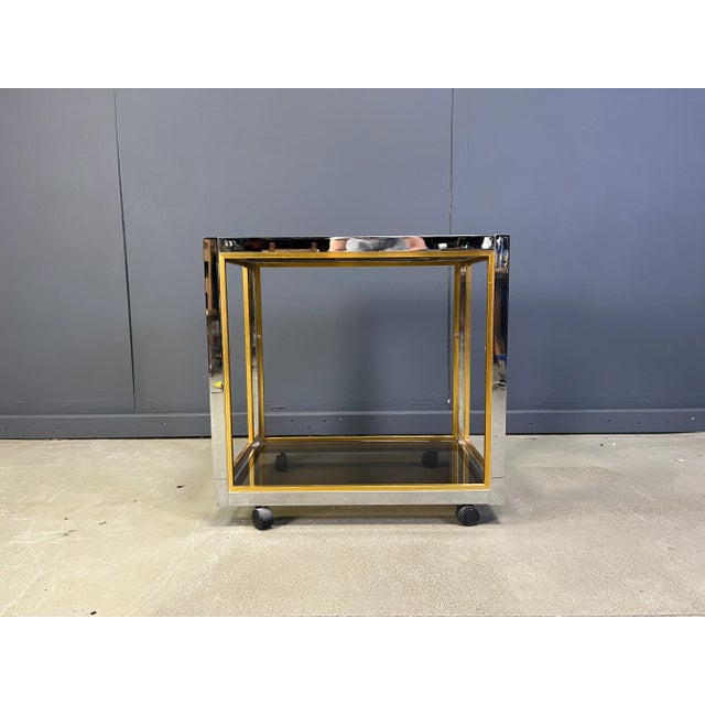 Metal Italian Brass and Chrome Drinks Trolley, 1970s For Sale - Image 7 of 10