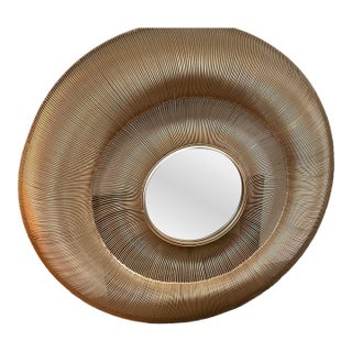 Bauble Round Mirror 42.13" Diameter, Gold Finish Curved Iron Frame, Uttermost For Sale