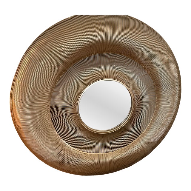 Bauble Round Mirror 42.13" Diameter, Gold Finish Curved Iron Frame, Uttermost For Sale