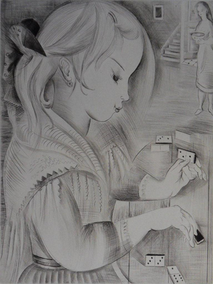 Mily Possoz, La joueuse de dominos, Etching