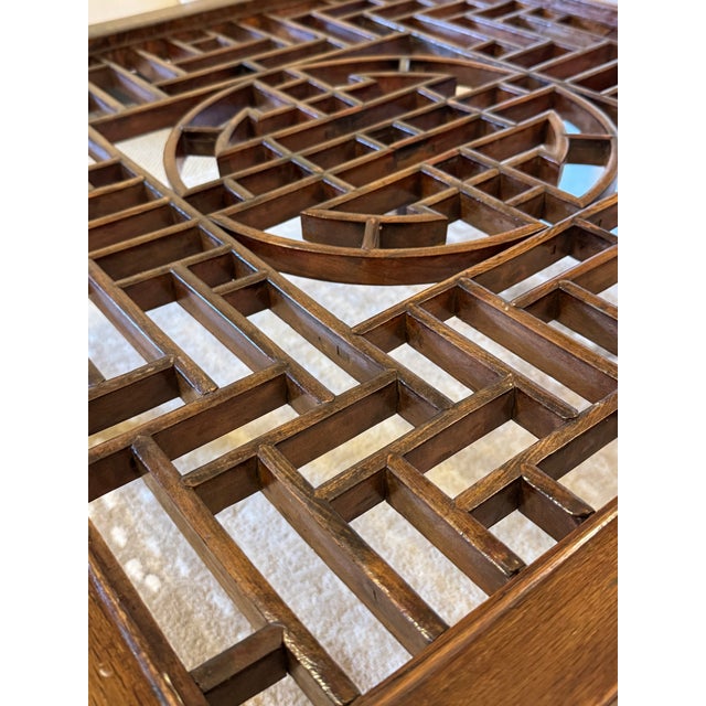Antique Chinese Elmwood (Yumu) Kang Table – Hand-Cut Mortise & Tenon Joinery With Shou Medallion Fretwork, Qing Dynasty For Sale - Image 9 of 13