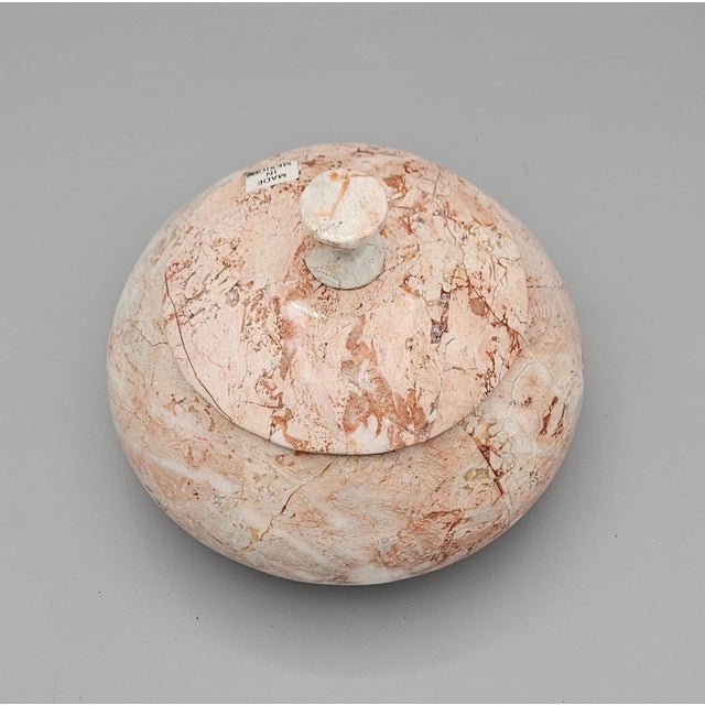 Vintage Lidded Pink Blush Solid Marble Vessel Trinket Box Container Made in Mexico