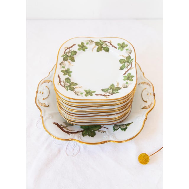 Swedish Porcelain Vinranka Dessert Set by Hackefors, 1970s, Set of 13 For Sale - Image 4 of 6