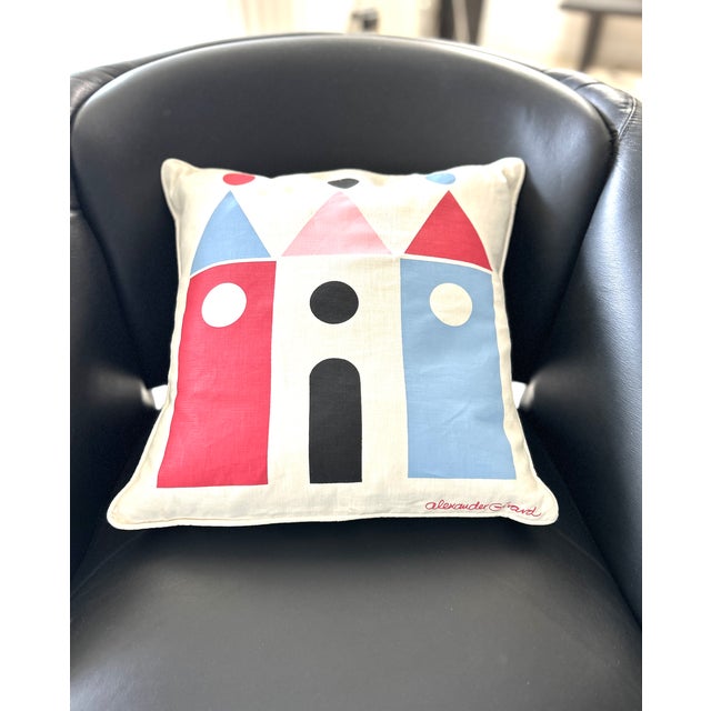 Mid-Century Modern Early 2000s Maximo Alexander Girard "House" & "Moon" 17 X 17 Linen Pillows - Pair For Sale - Image 3 of 13