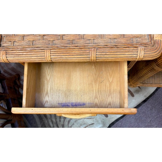 Mid 20th Century Mid Century Wicker and Rattan Night Stands For Sale - Image 5 of 7