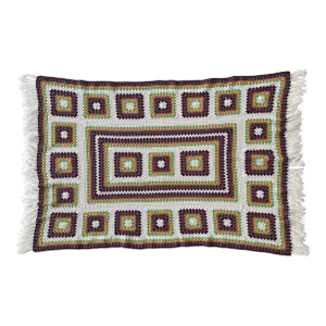 1980s Handmade Granny Squares Crochet Throw Blanket