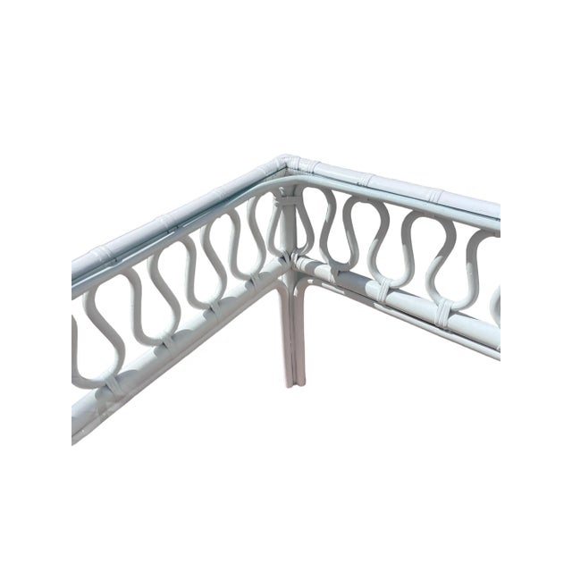 Glass Square Ribbon Rattan Side Table For Sale - Image 7 of 8