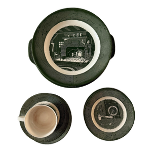 Vintage Royal China Colonial Homestead Green Dinnerware - 13 Pieces