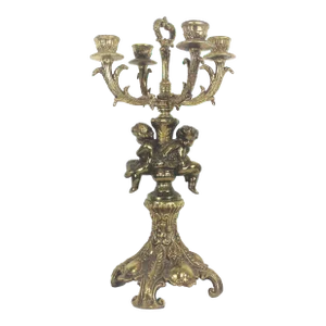 1930s Gilt Brass or Bronze Candelabra With Cherubs