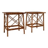 Pair of Tortoise Bamboo Side Tables, Circa 1960's For Sale