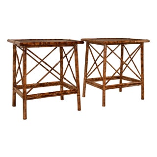 Pair of Tortoise Bamboo Side Tables, Circa 1960's For Sale