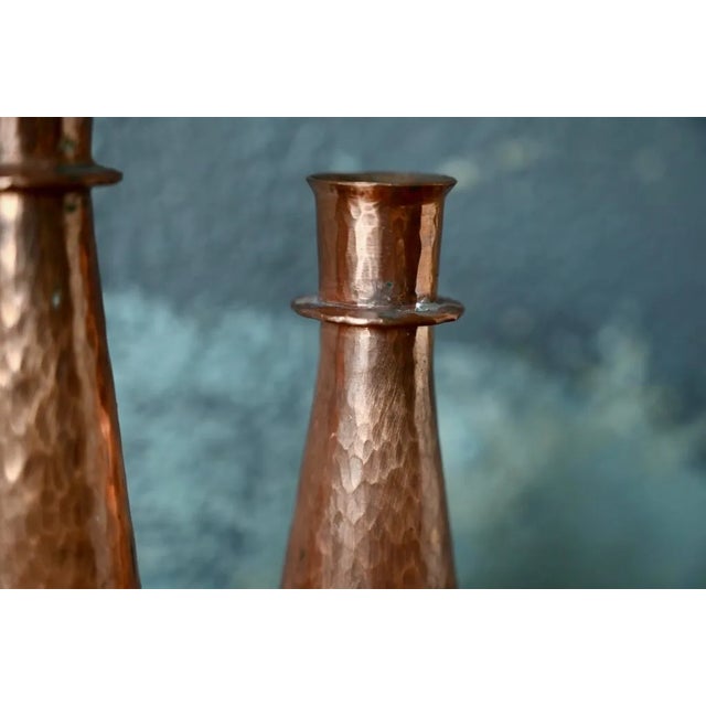 Vintage Swedish Candlesticks in Hammered Copper, Set of 3 For Sale - Image 4 of 6